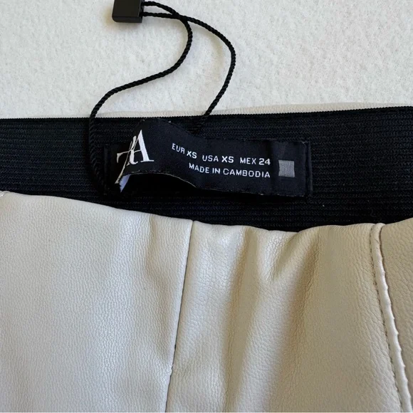 Zara Cream Faux Leather Pants - Picture 5 of 8